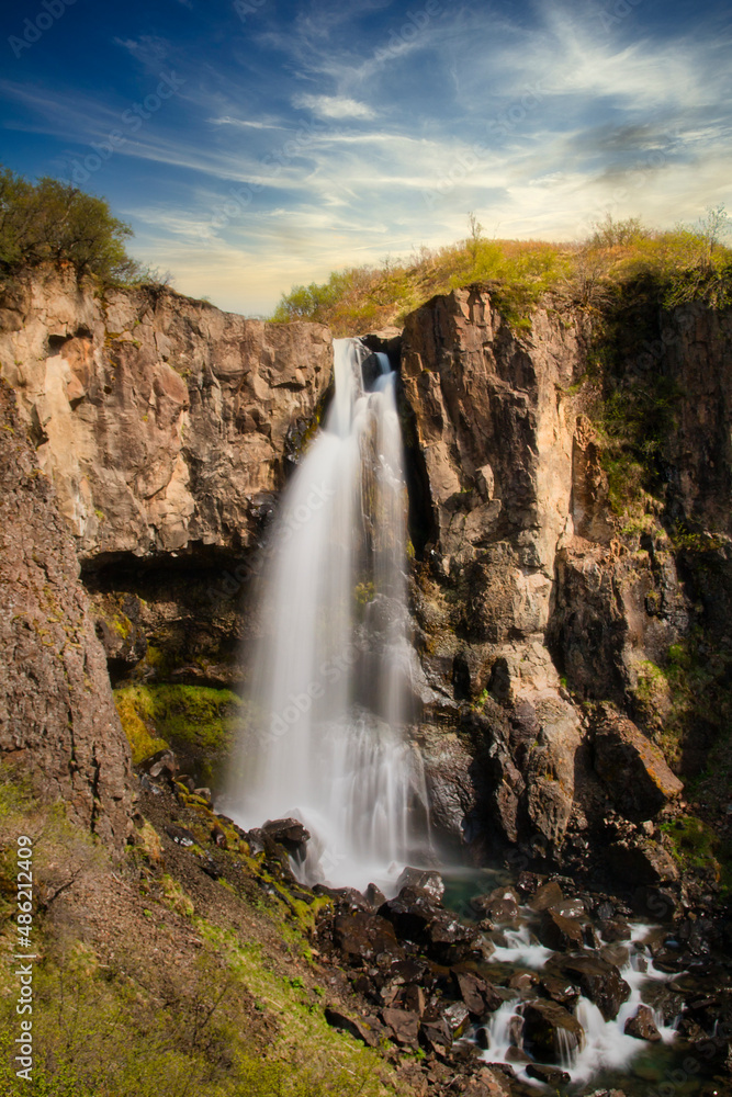 Waterfall in long time exposure on island