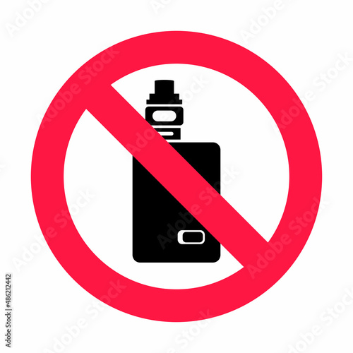 No vaping sign. Red forbidden circle sign icon isolated on white background vector illustration. Vape and smoke and in prohibition circle.