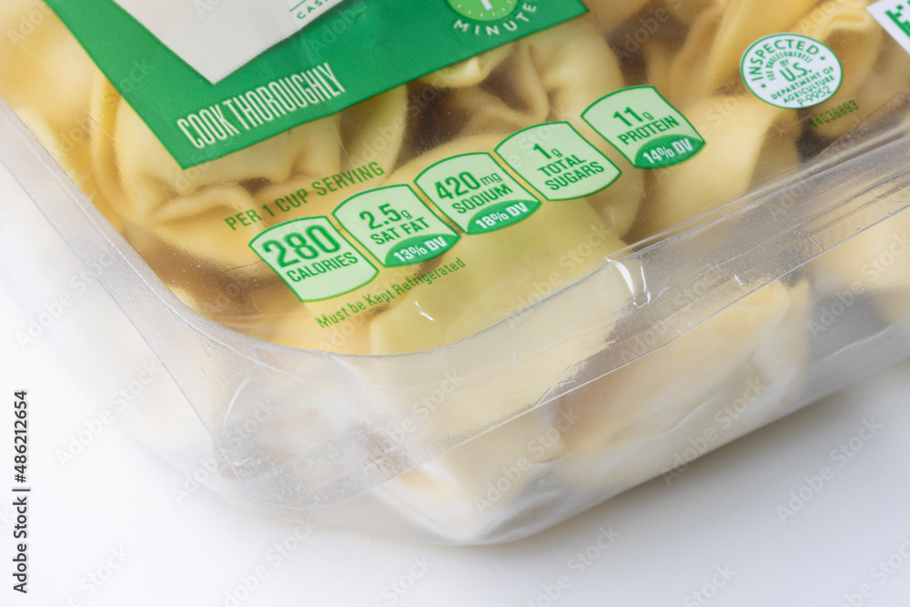 Portland, OR, USA Nov 1, 2021 Closeup of the nutrition facts labels