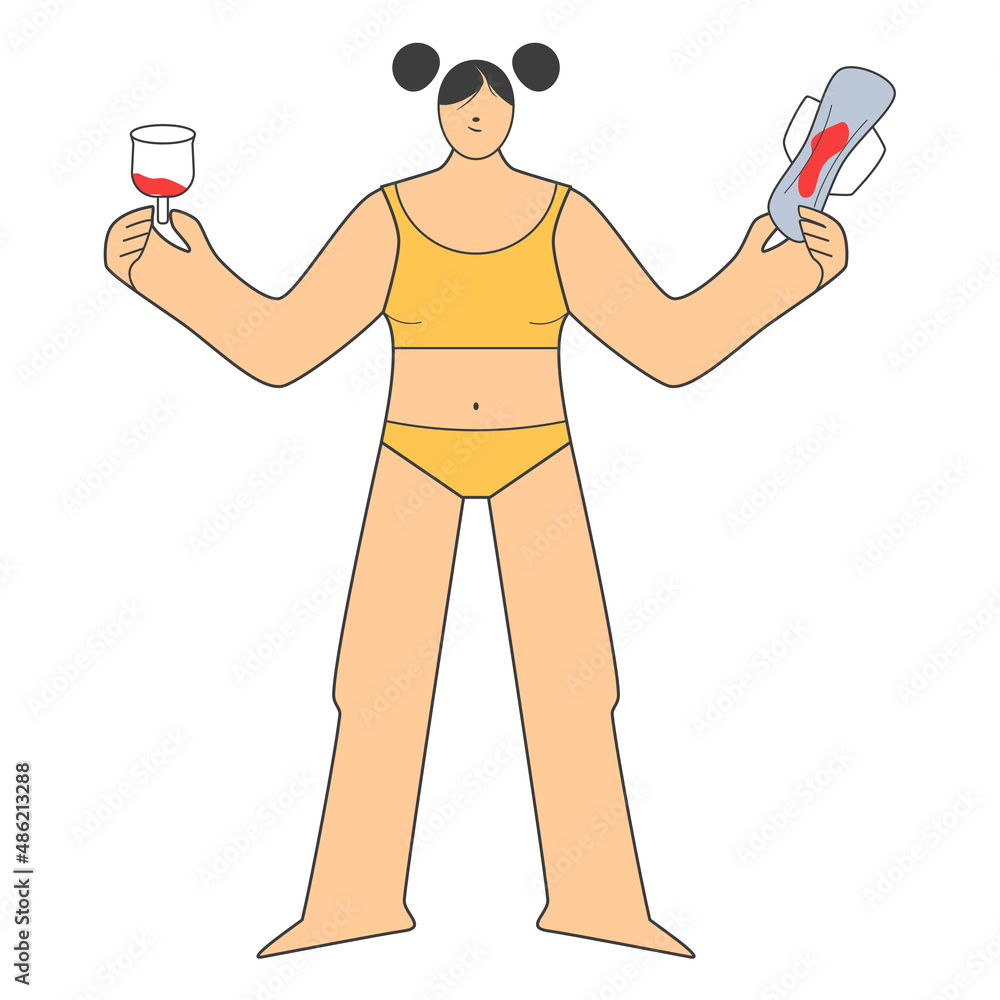girl with menstrual cup and sanitary pad bodypositive girl with menstrual cup and sanitary pad bodypositive