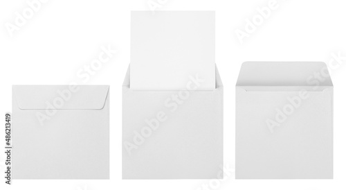 Square envelopes set, isolated on white background