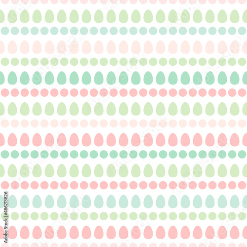 Seamless pattern with Easter eggs and dots on white background. seamless texture with Easter ornament. Soft pastel colors. Easter shevron pattern for eggs