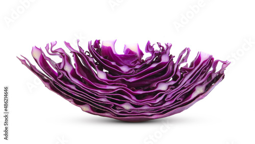 Foto Cut red cabbage on white background