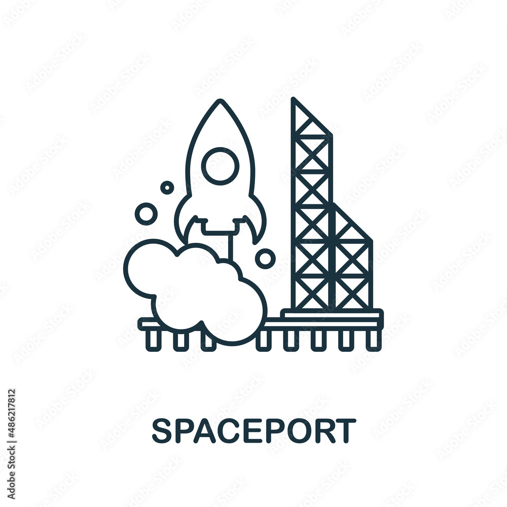 Spaceport icon. Line element from space collection. Linear Spaceport icon sign for web design, infographics and more. Spaceport icon. Line element from space collection. Linear Spaceport icon sign for web design, infographics and more.
