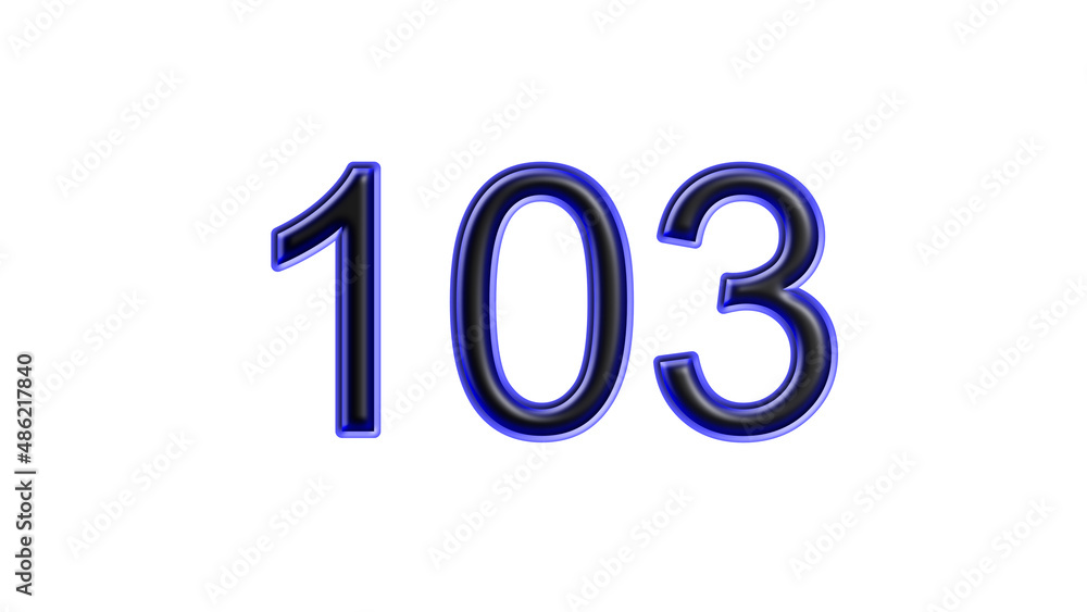 blue 103 number 3d effect white background blue 103 number 3d effect white background
