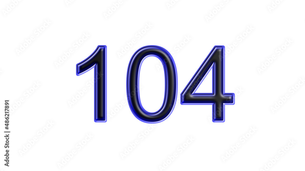 blue 104 number 3d effect white background blue 104 number 3d effect white background