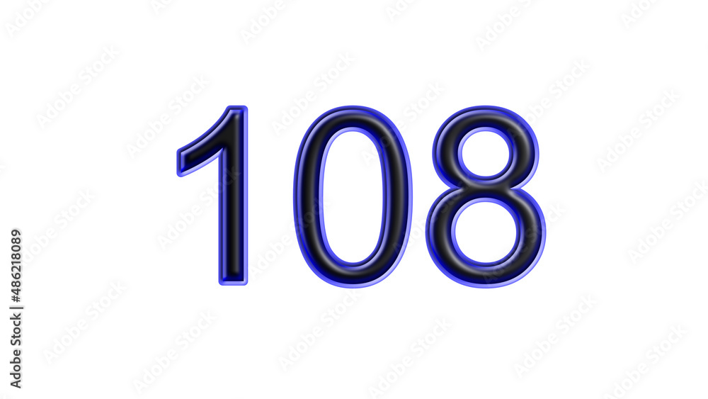blue 108 number 3d effect white background blue 108 number 3d effect white background