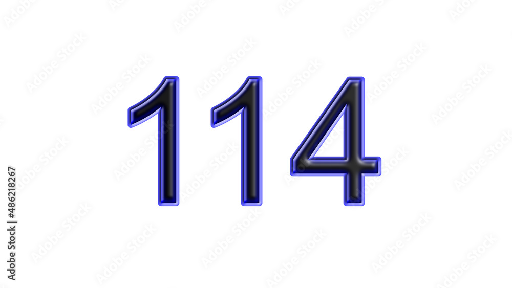 blue 114 number 3d effect white background blue 114 number 3d effect white background