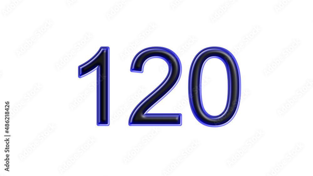 blue 120 number 3d effect white background blue 120 number 3d effect white background