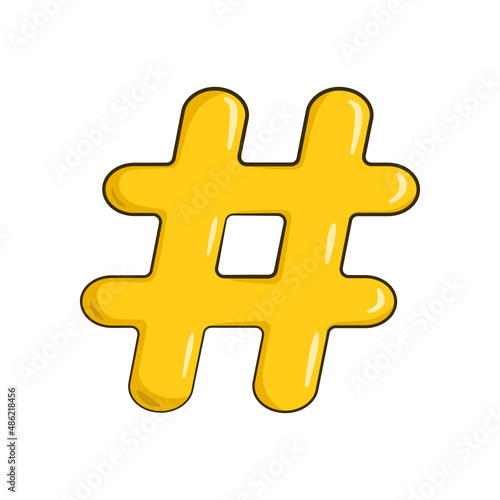 Hashtag symbol. Cartoon. Vector illustration 