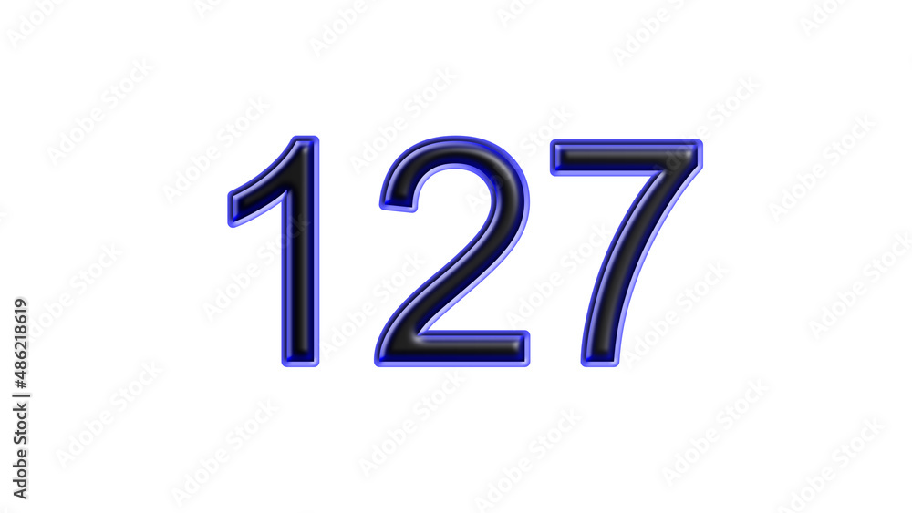 blue 127 number 3d effect white background blue 127 number 3d effect white background