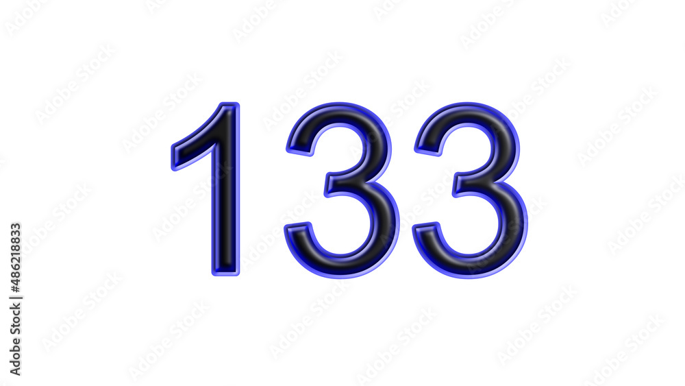 blue 133 number 3d effect white background blue 133 number 3d effect white background