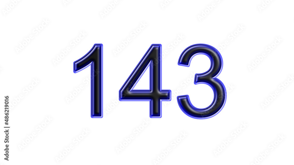 blue 143 number 3d effect white background blue 143 number 3d effect white background