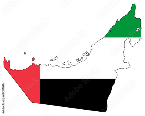 United Arab Emirates map with flag - outline of a state with a national flag