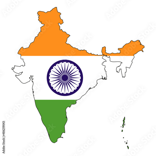 India map with flag - outline of a state with a national flag