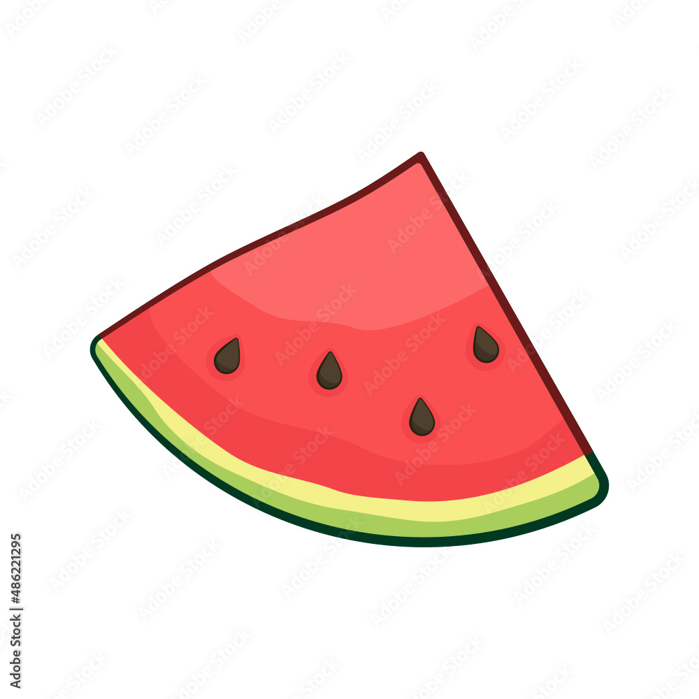 Small slice of watermelon. Cartoon. Vector illustration Small slice of watermelon. Cartoon. Vector illustration