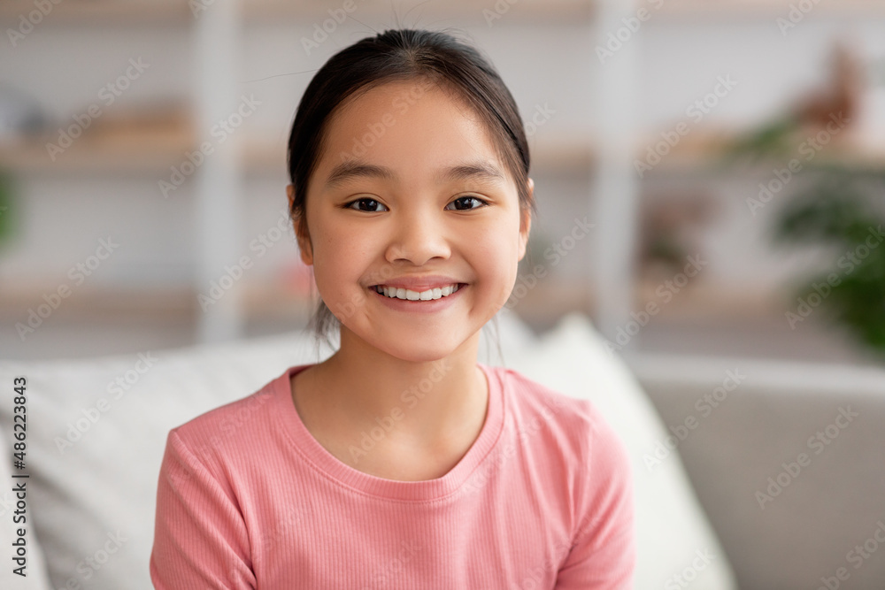 Closeup portrait of cheerful japanese girl schooler Closeup portrait of cheerful japanese girl schooler