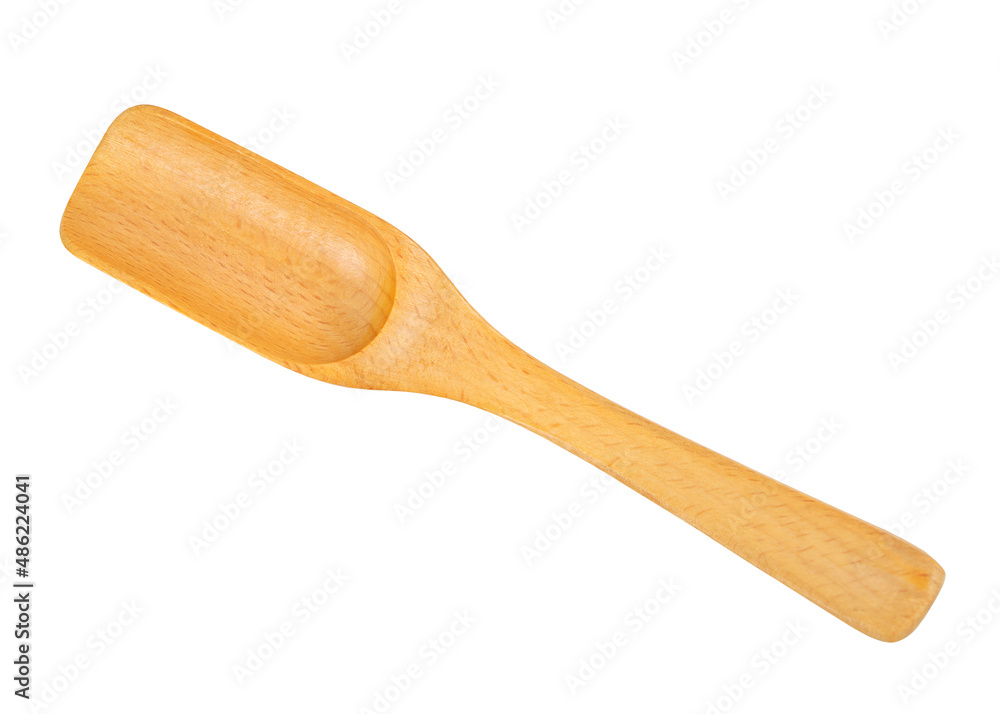 Top view of blank wooden scoop isolated on white background Top view of blank wooden scoop isolated on white background