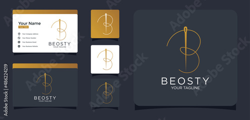 letter B fashion needle and thread logo design inspiration