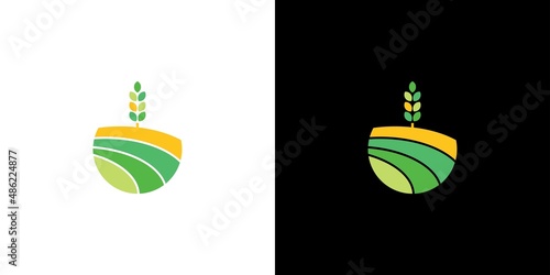 Attractive and colorful rice illustration logo design