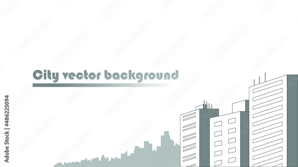 urban city building in flat line illustration vector, panoramic cityscape design for background banner