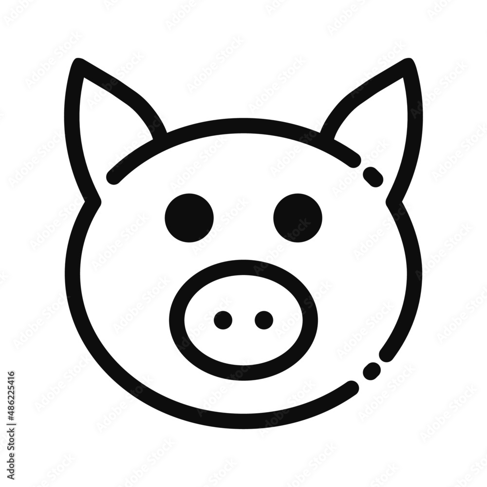 Pig round face icon vector illustration logo Pig round face icon vector illustration logo