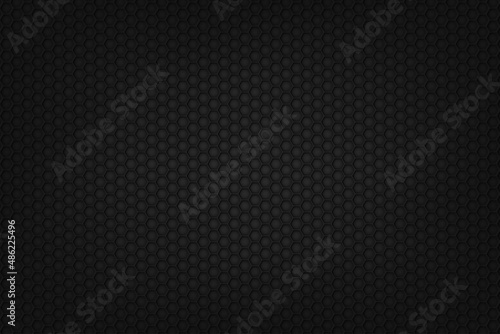 Vector abstract dark hexagon mesh black shadow background.