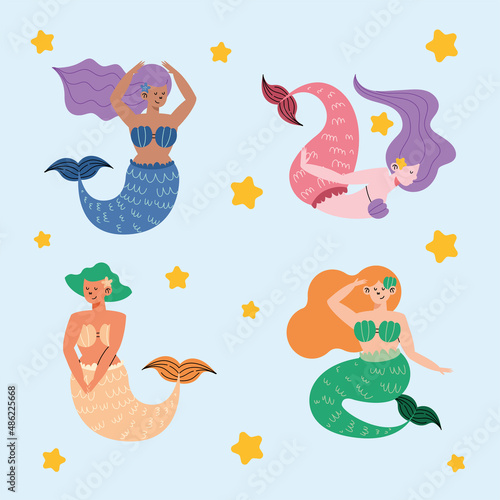 mermaids with stars