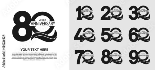 set of anniversary premium logo with black color isolated on white background