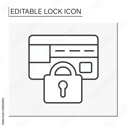  Personal data line icon. Private access to credit cards. Banking. Lock concept. Isolated vector illustration. Editable stroke