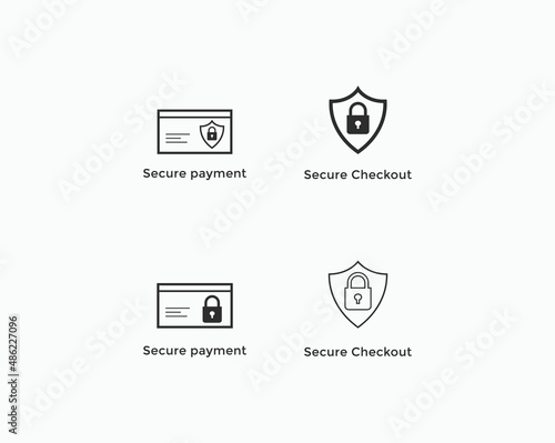 secure payment, secure checkout icon set. E commerce icon
