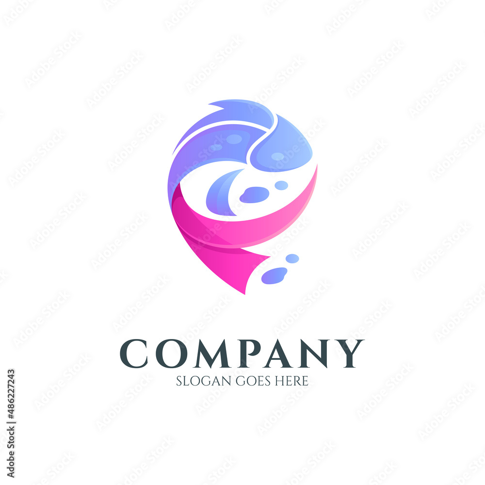 fish logo design combination with water splash shape fish logo design combination with water splash shape