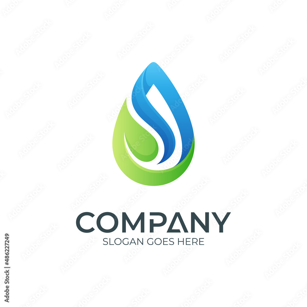 water drop logo design combination with leaf shape water drop logo design combination with leaf shape