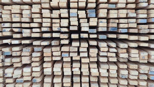 Wooden bars in rows and columns.