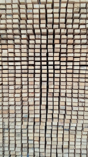 Wooden bars in rows and columns.