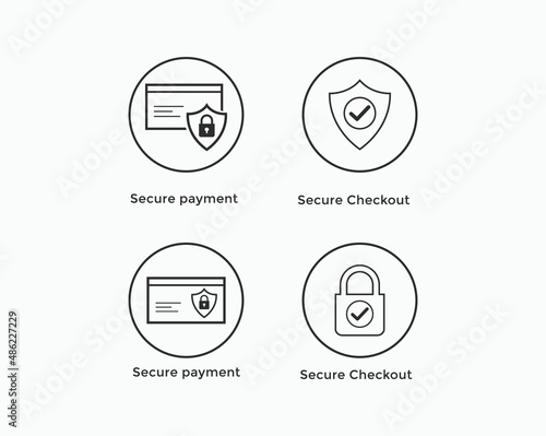 secure payment, secure checkout icon set. E commerce icon 