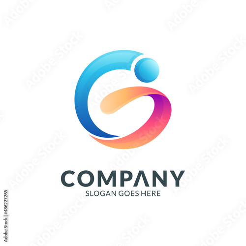 letter G logo template combination with people shape