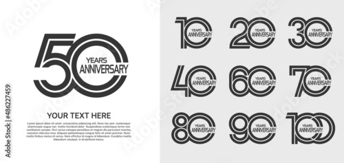 set of anniversary premium logo with black color isolated on white background