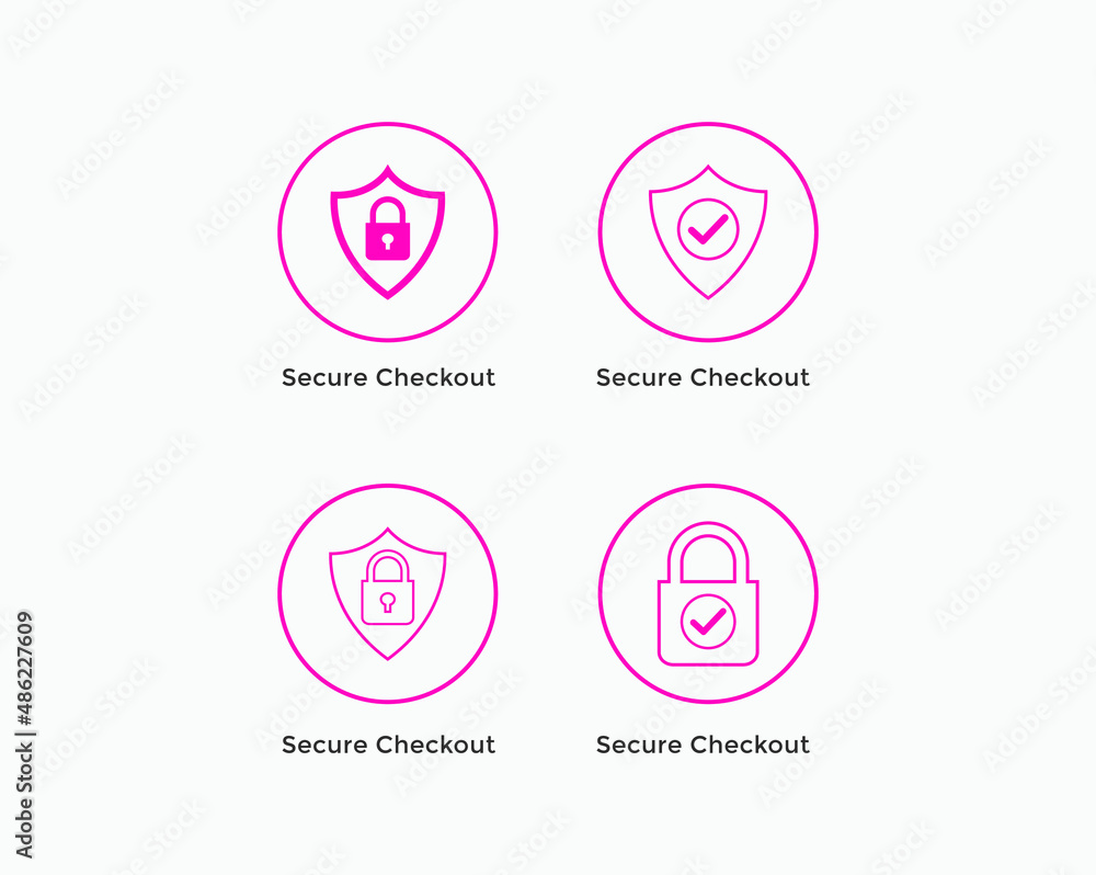 Set of secure payment, secure checkout line icon
Set of secure payment, secure checkout line icon