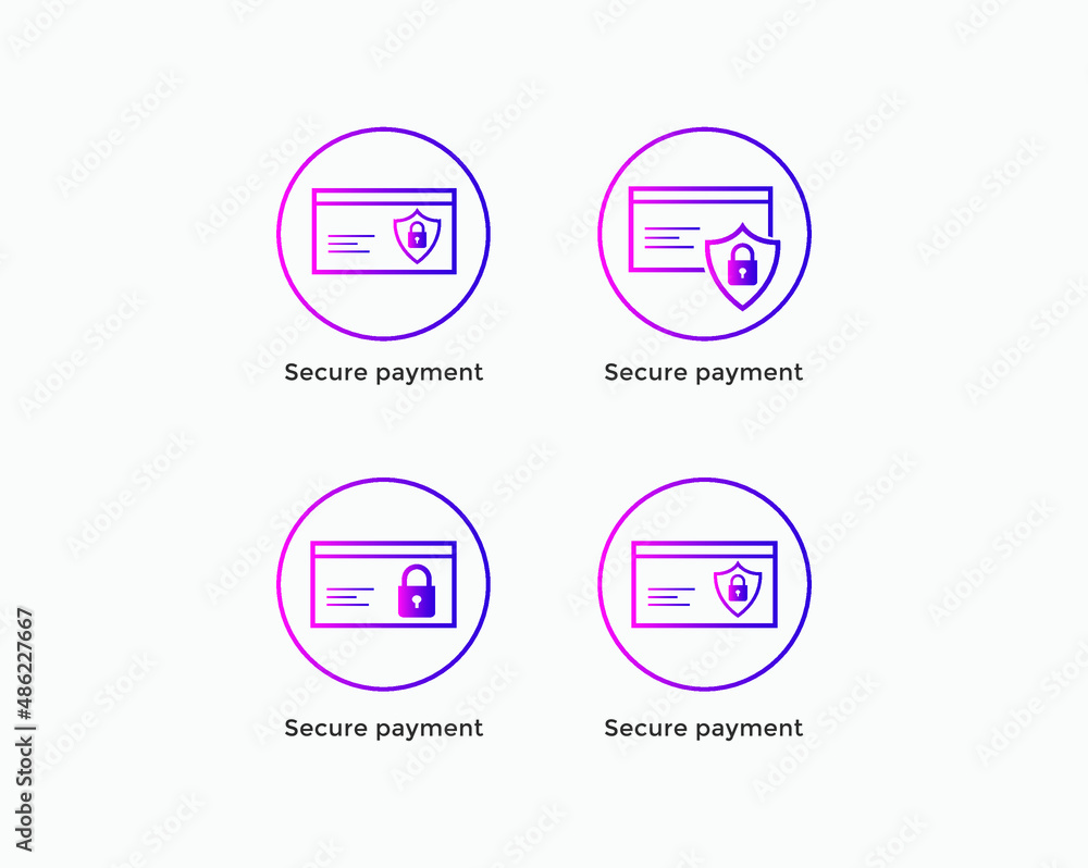 Set of secure payment, secure checkout line icon
Set of secure payment, secure checkout line icon