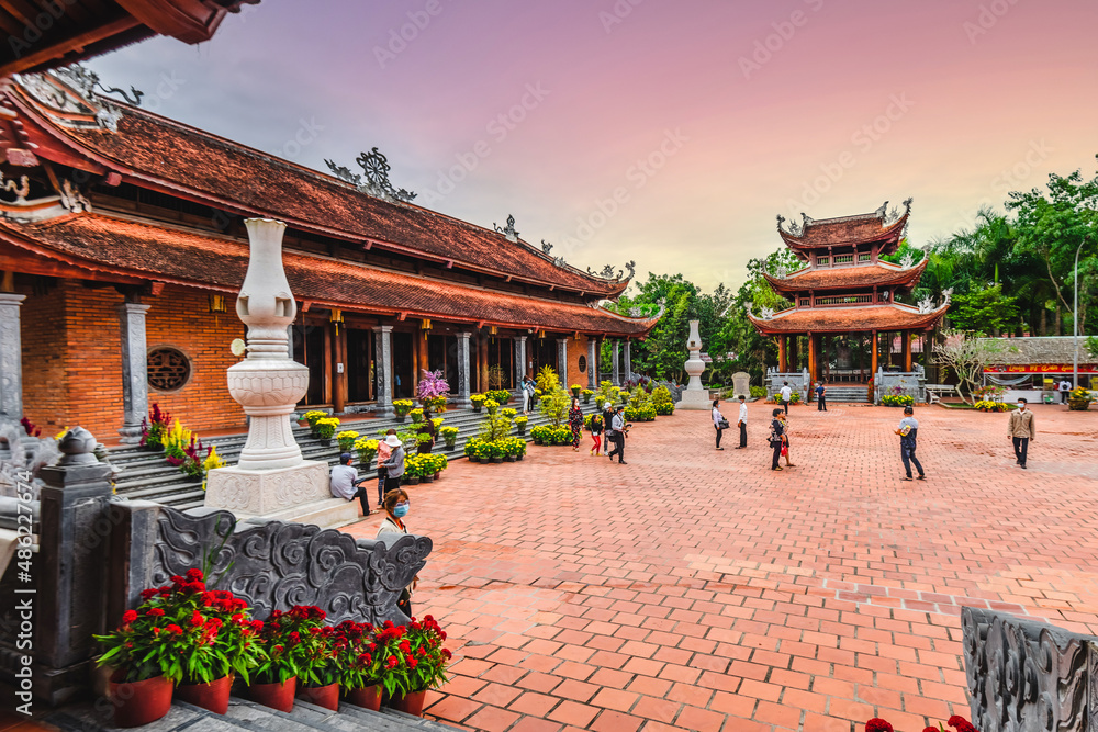 Fototapeta premium Southern Truc Lam Zen Monastery in the New Year's Day. Famous tourist destination in Can Tho city, Vietnam