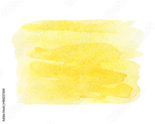 Watercolor yellow stain with texture on white background. Design element for cards, banners, flyers and web elements. Vector