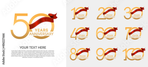 set of anniversary premium logo with golden color isolated on white background