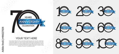 set of anniversary premium logo with black color isolated on white background