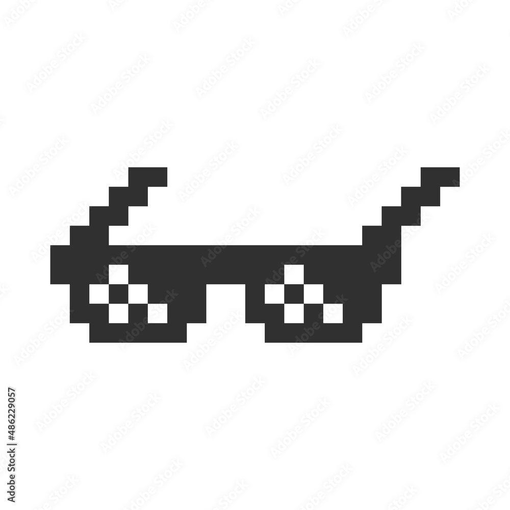 Black simple pixel sun glasses icon . Vector illustration Black simple pixel sun glasses icon . Vector illustration