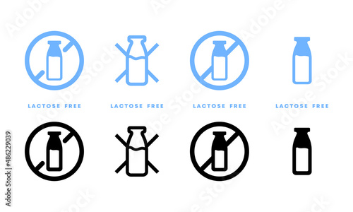 Lactosa free icon set. Without lactose food symbol design for logo, menu, product package template. Vegan product . Vector eps10