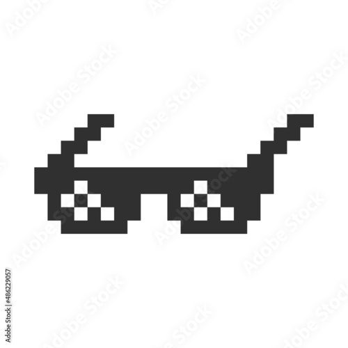 Black simple pixel sun glasses icon . Vector illustration