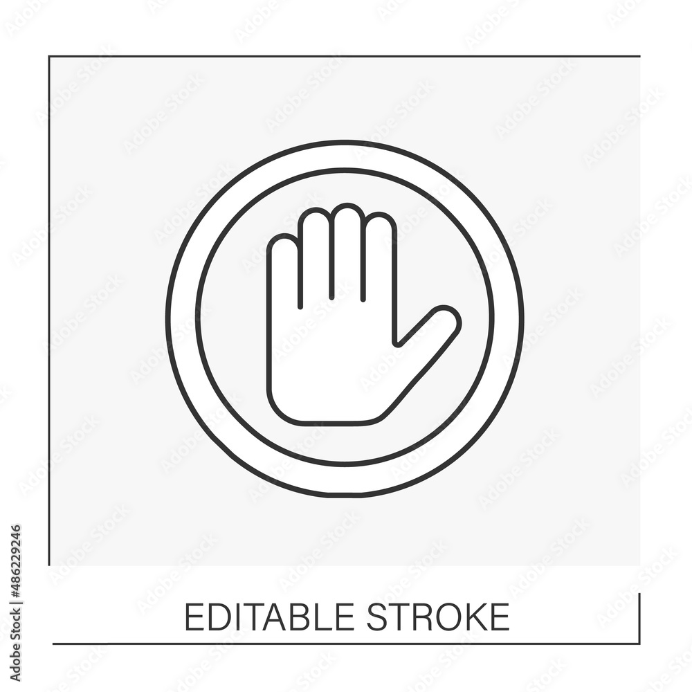 Obraz premium Pointer line icon. Warning sign. Stop. Construction industry concept. Isolated vector illustration. Editable stroke