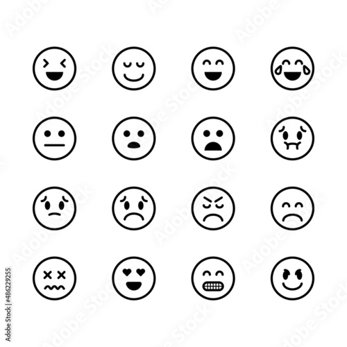 Emoji icons set. Sad happy angry icons. Social media emoticons. Chat coversation. Customer feedback. Vector eps 10