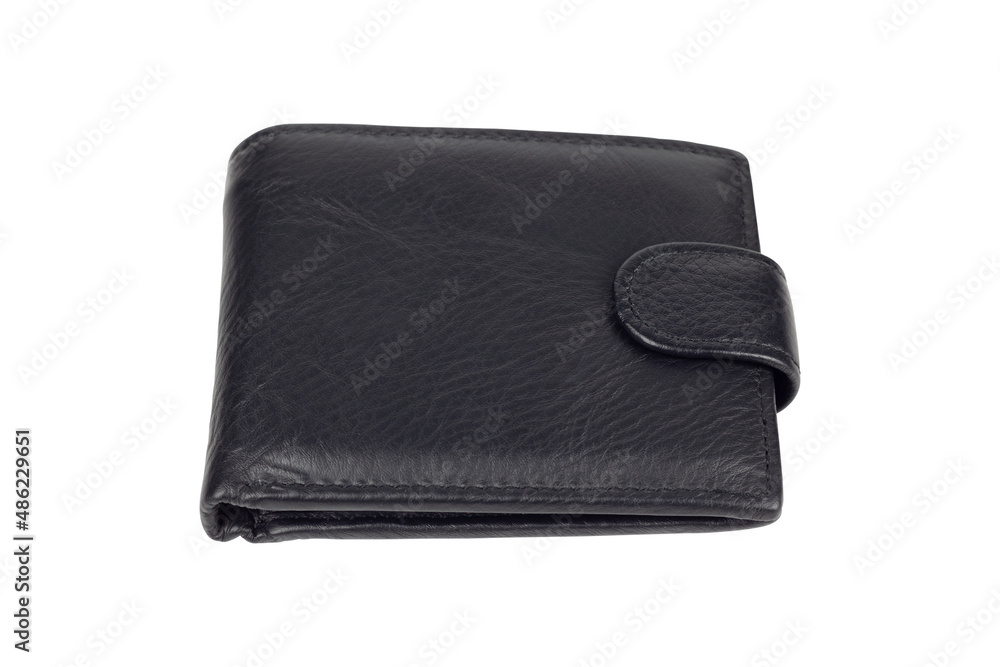 men's, leather black wallet, isolated from the background, on a white background men's, leather black wallet, isolated from the background, on a white background